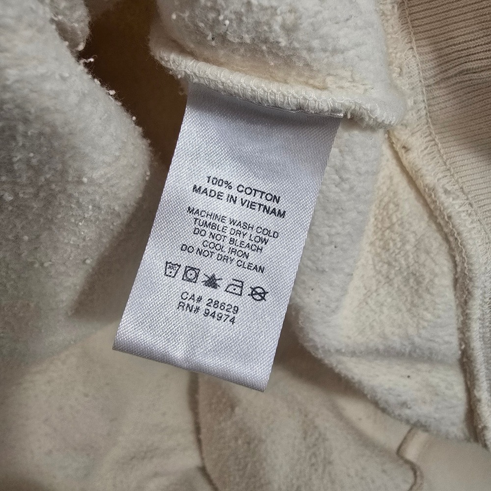 Stussy Stock Logo Hoodie Mens Large Cream Off-White Embroidered Summer 21 118417 - Picture 6 of 7